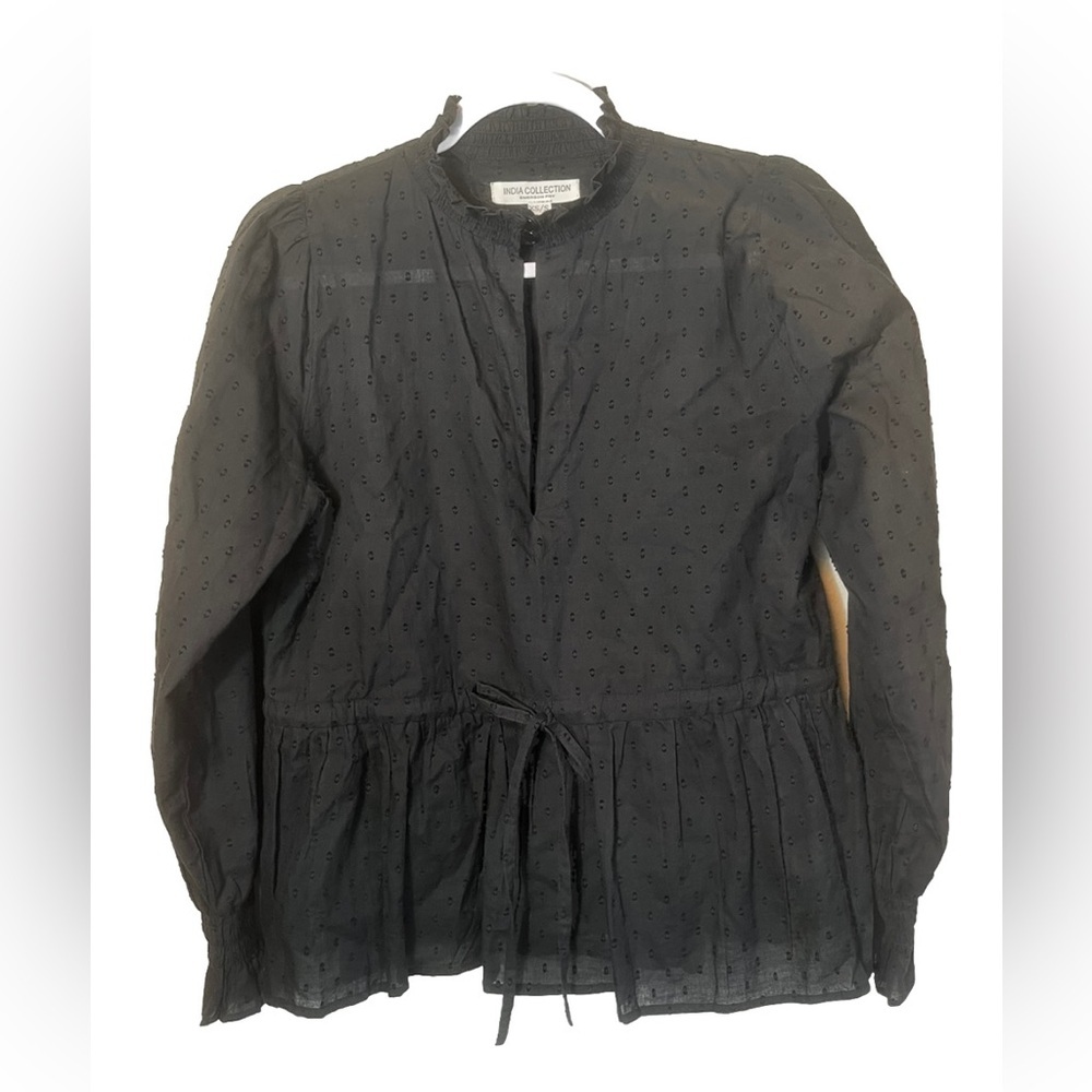 Emerson Fry The India Collection Black Cotton Blouse Size XS/S